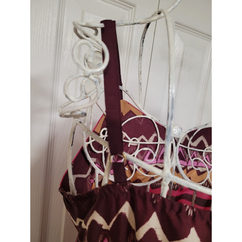 Ann Taylor LOFT Aztec Chevron Maxi Dress Boho Plum Pink Small Tall ST Sleeveless - Picture 5 of 9